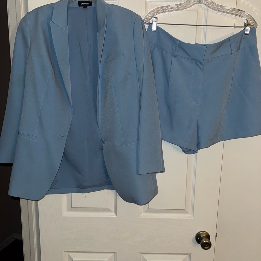 Light Blue Blazer and Shorts Set
